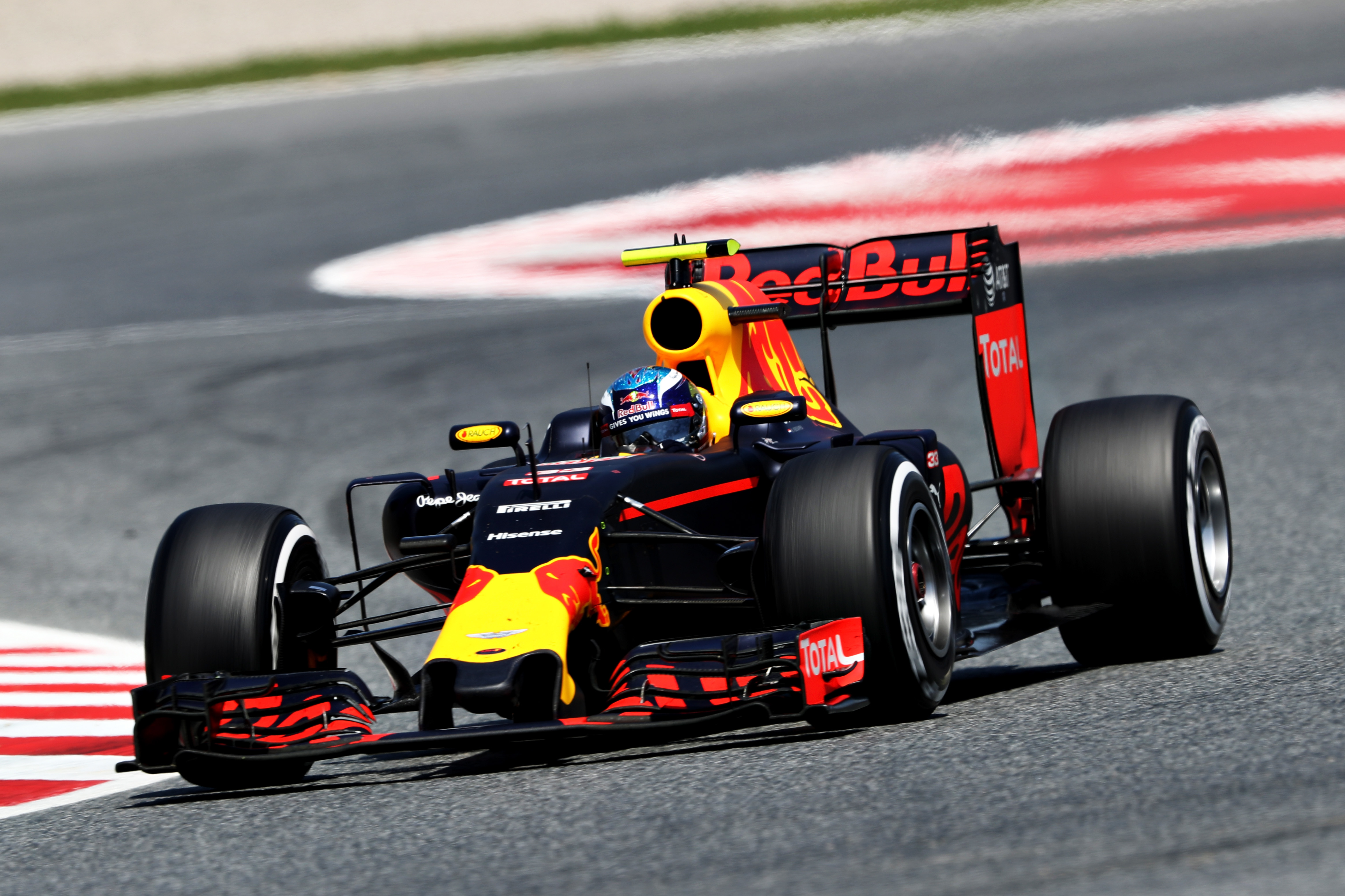 MONTMELO, SPAIN - MAY 15: Max Verstappen of the Netherlands driving the (33) Red Bull Racing Red Bull-TAG Heuer RB12 TAG Heuer on track during the Spanish Formula One Grand Prix at Circuit de Catalunya on May 15, 2016 in Montmelo, Spain. (Photo by Mark Thompson/Getty Images)